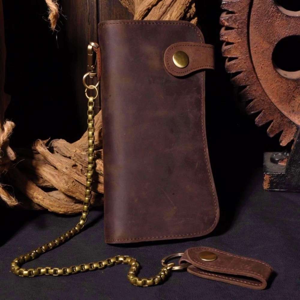 Vintage Genuine leather Bifold long wallet
